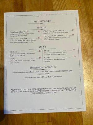 Dinner Menu