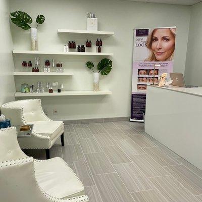 Revata Medspa lobby with skincare products