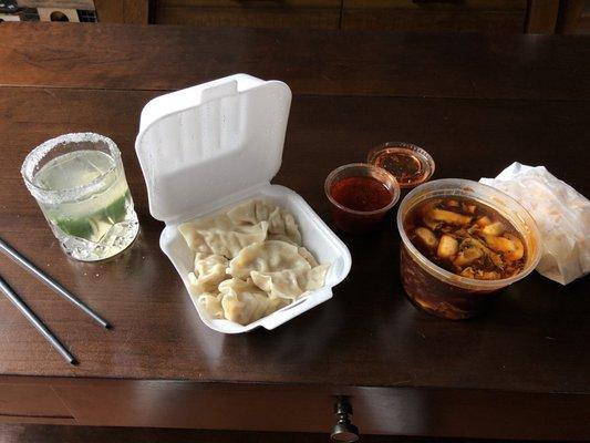 steamed dumplings and hot & sour soup.