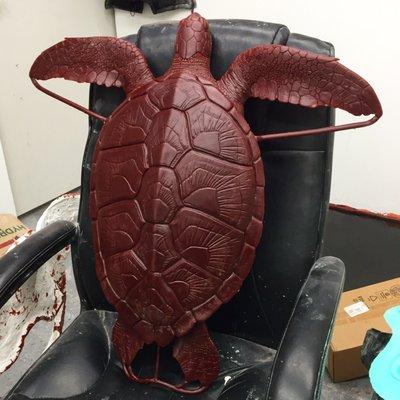 Working on a fresh poured sea turtle wax from a mold I just finished