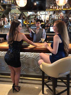 Our custom cocktail, bartender and bandage dress!