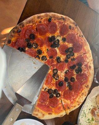 Custom Pizza. Pepperoni and olives.