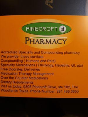 Pinecroft pharmacy treats you with respect. We treat you not as a number but as an individual and will put your interests first and foremost