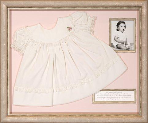 Baby dress and Photo with caption printed from the back of photo.