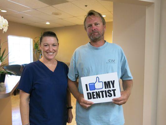 Hygienist Dana and one of our beloved patients.