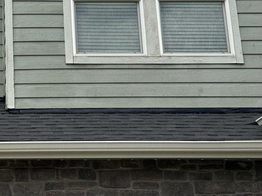 Dented drip edge, painted black