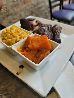 Half Mix Jerk Chicken Candy Yams Mac and Cheese