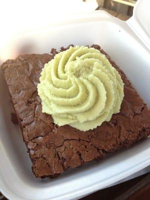 Avocado brownie (regular brownie with avocado sweet cream topping)