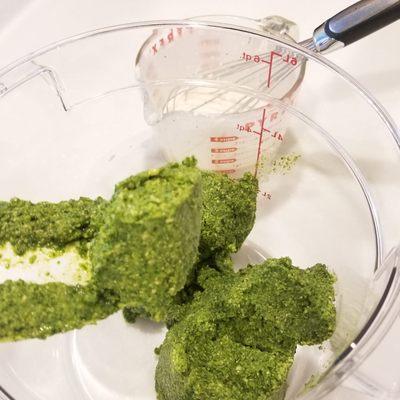 We make our own pesto from scratch with good quality ingredients.