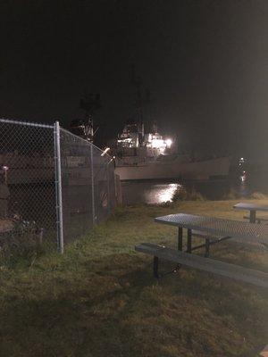 The USS Edson at night