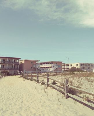 View of motel from beach.