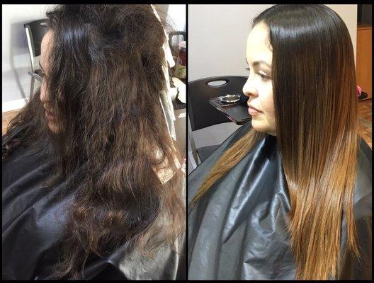 Brazilian blowout before and after