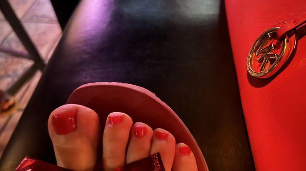 Really like my red toe nails!