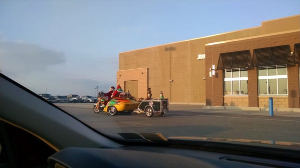 Santa on a Harley at Walmart