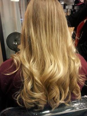 Dark to light natural looking blonde ombre.