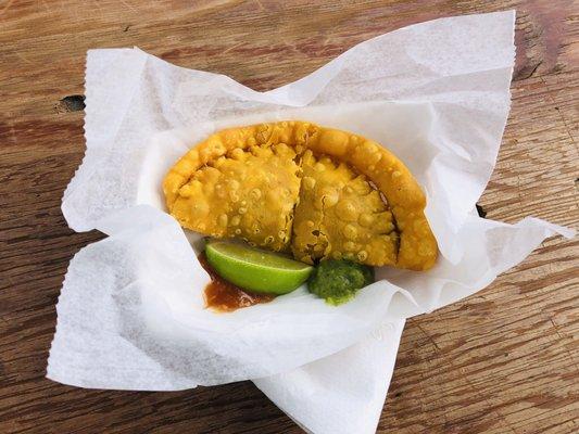 Spinach and vegan cheese empanada from "Authentic Empanadas" made from scratch and crazy good!