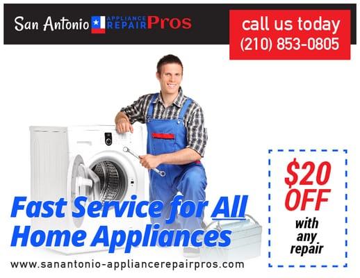 Fast Service for All Home Appliances
 http://www.sanantonio-appliancerepairpros.com