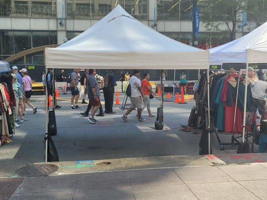 One of several empty booths at the event