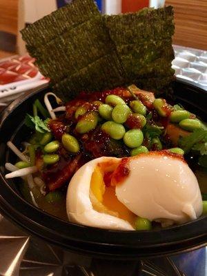 My friend's create your own ramen with baked tofu and soft boiled egg