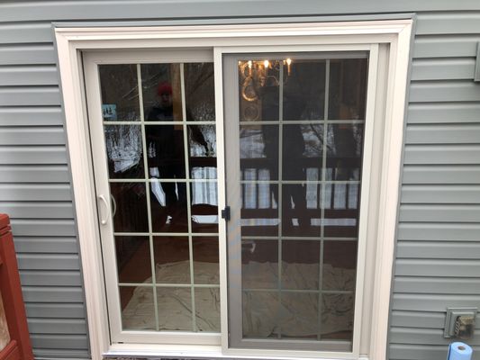 Patio door with grids