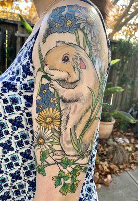 Memorial tattoo for my beloved guinea pig, Daisy