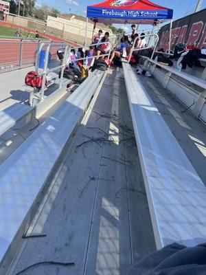 Broken tree branches in the stands