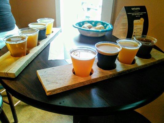 Flights of beer at Bucks County Brewery