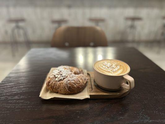 Horchata Latte and Almond Crossaint