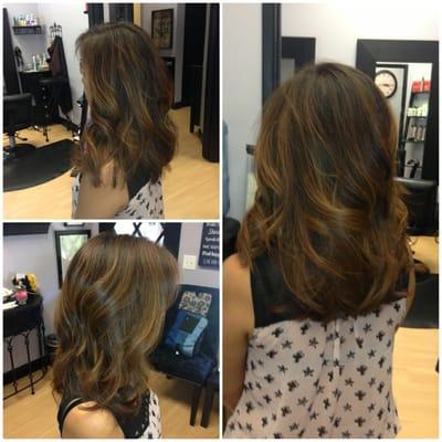 Root touch up / balayage  & haircut