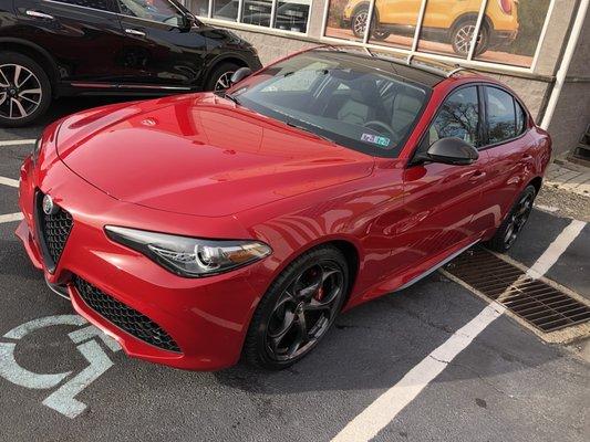 My Giulia on the lot prior to pickup