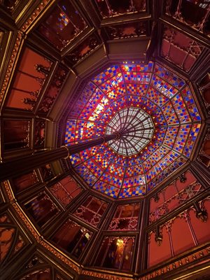 Beautiful stain glass all throughout this gothic building