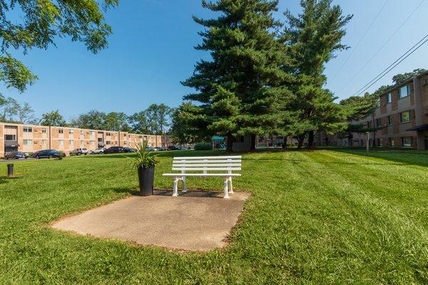 Photo of grassy area near the pool at Bank Reserve in Cincinnati Ohio