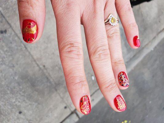 Chinese wedding nail art!