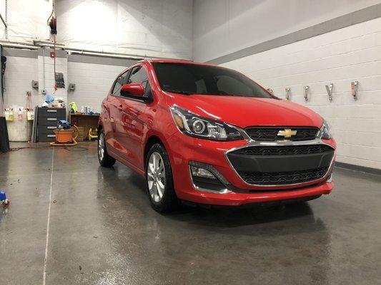 2019 Chevrolet Spark with out 5 year ceramic coating on the paint and our 1 year ceramic coating on all glass