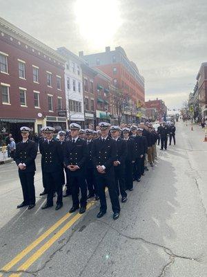 Midshipmen at 2022 Bangor Veterans Day parade.