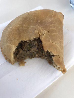 Inside of Cajun meat pie