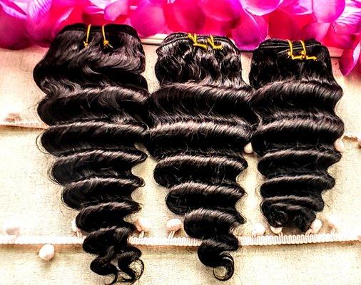 Brazilian Human Hair Bundles Deep Wave 10"-24" Sale 10"12"14"=$195 Closure =$70.00 14"16"18"=$200.00 Closure $75.00