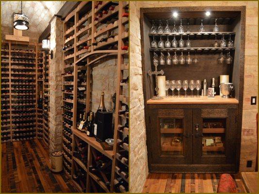 Bonita Springs Custom Wine Rack and Wine Tasting Room with Glass Display and Humidor