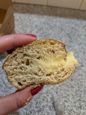 Stuffed brioche donut inside