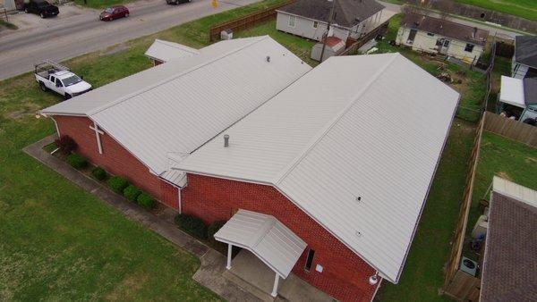 Light Gray Metal R-panel hail resistant roof