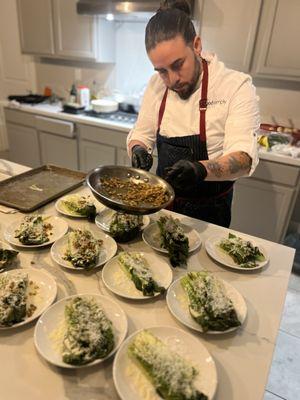 Private chef catering with a salad course