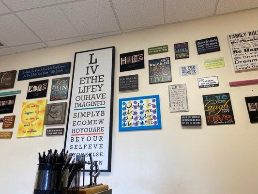 Quote wall in waiting area