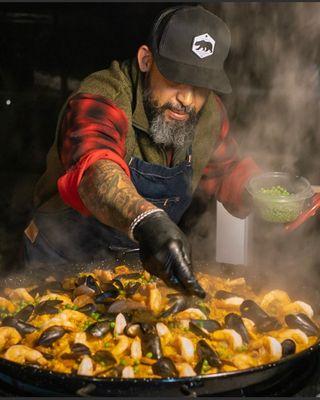 Cooking outdoors in winter