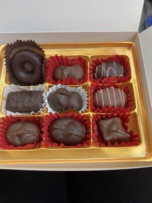 Nine piece Asher jelly chocolates