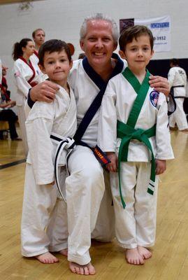 Master Pattison with the boys after the belt test