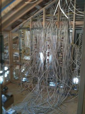 Anybody like spaghetti. Yes we did get all those wires in the Lutron lighting panels. And it worked the first try