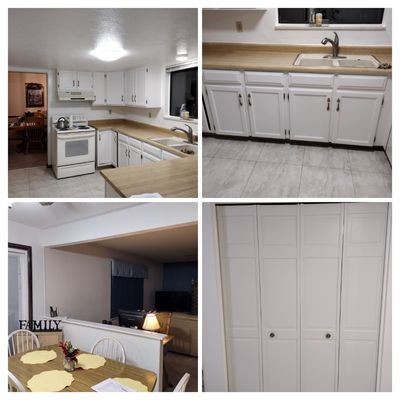 Painted kitchen ,kitchen cabinets and close the doors.