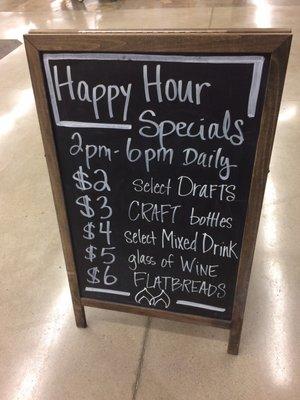 Happy hour specials (Sept 2016)