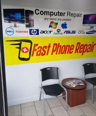 We service all phones and most electronics. Need it done right away no problem. Have a seat