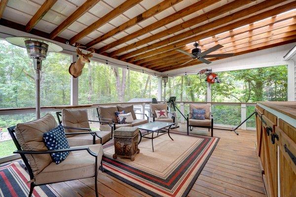 huge screened porch on a cottage